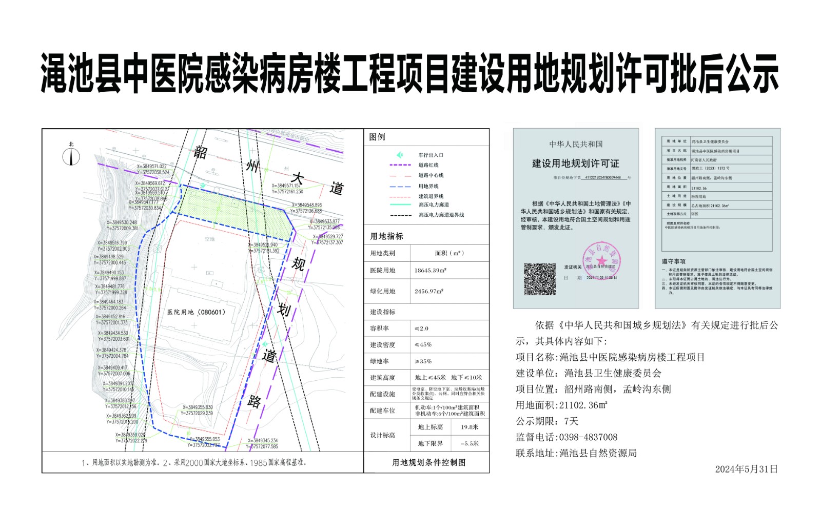 渑池县中医院感染病房楼工程项目建设用地规划许可批后公示.jpg